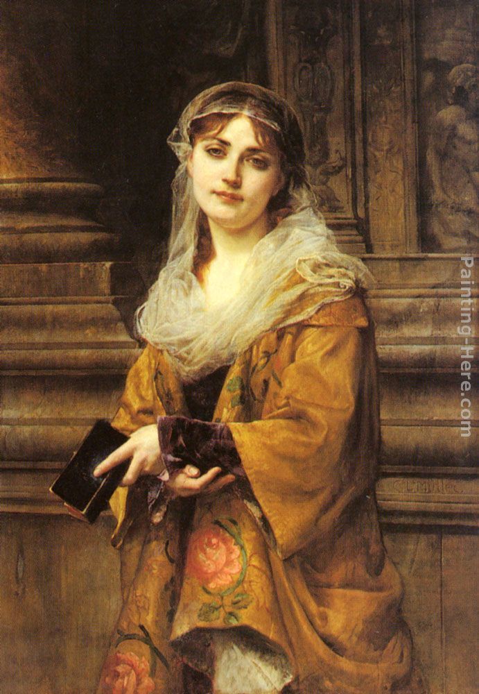 Charles Louis Lucien Muller A Young Woman Outside a Church